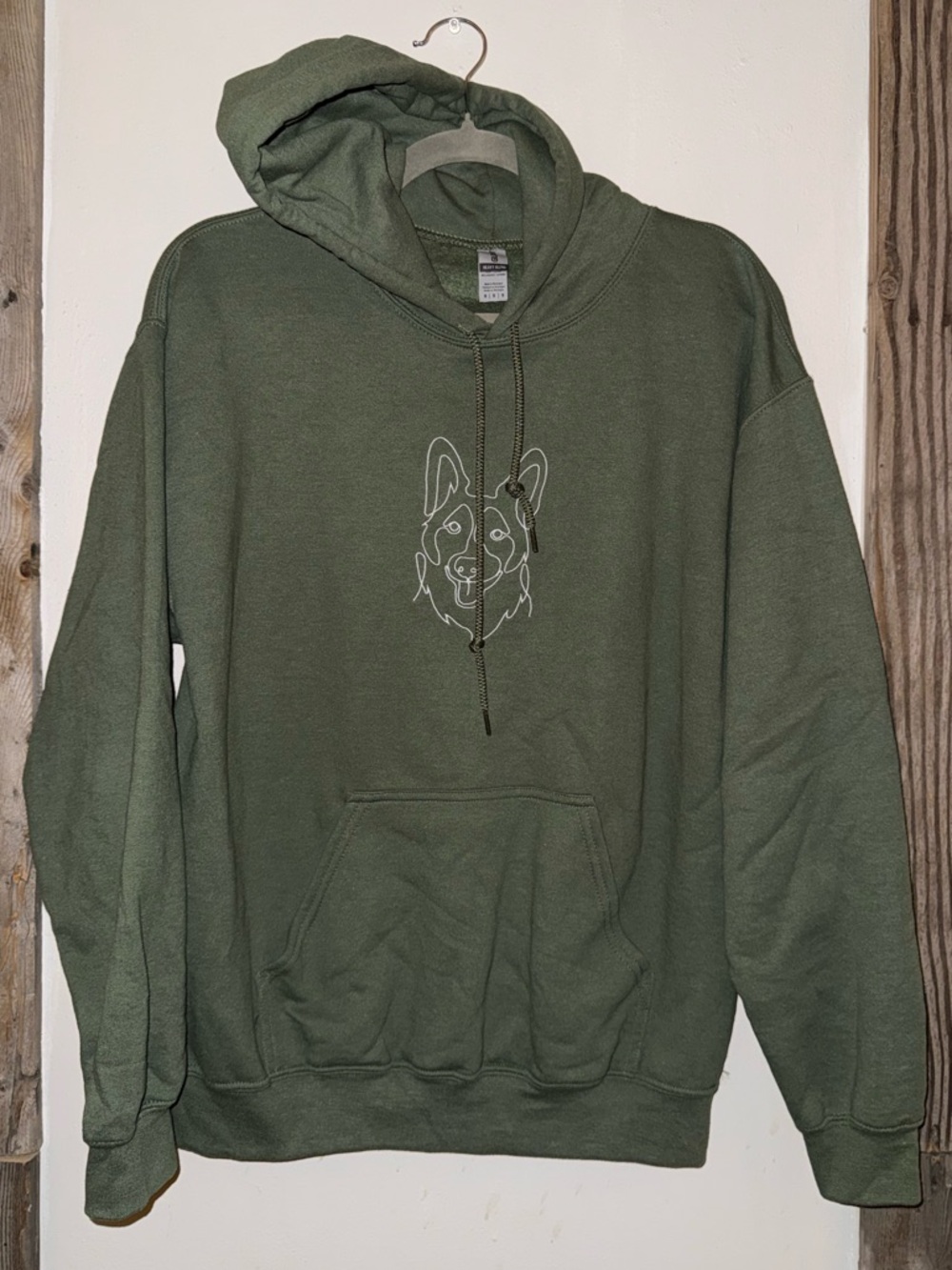 Corgi Face Olive Green Hoodie